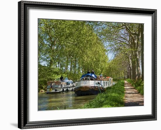 Navigation on Canal du Midi, UNESCO World Heritage Site, Languedoc Roussillon, France-Tuul-Framed Photographic Print