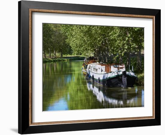 Navigation on Canal du Midi, UNESCO World Heritage Site, Languedoc Roussillon, France-Tuul-Framed Photographic Print