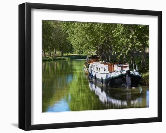 Navigation on Canal du Midi, UNESCO World Heritage Site, Languedoc Roussillon, France-Tuul-Framed Photographic Print