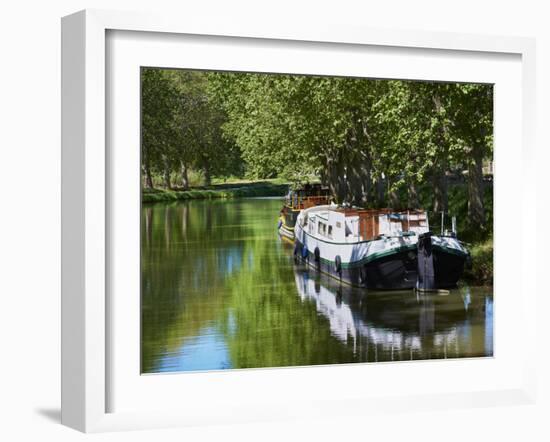 Navigation on Canal du Midi, UNESCO World Heritage Site, Languedoc Roussillon, France-Tuul-Framed Photographic Print