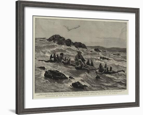 Navigation on the River Jumna, India, a Sportsman Shooting the Rapids on a Zuruai-Joseph Nash-Framed Giclee Print