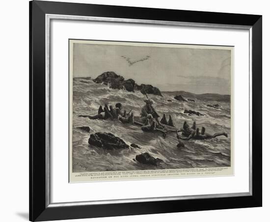 Navigation on the River Jumna, India, a Sportsman Shooting the Rapids on a Zuruai-Joseph Nash-Framed Giclee Print