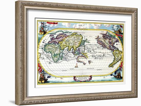 Navigationes Precipae Europorum Ad Exteras Nationes; Navigational Map of the World-Heinrich Scherer-Framed Art Print
