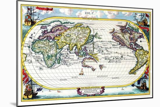 Navigationes Precipae Europorum Ad Exteras Nationes; Navigational Map of the World-Heinrich Scherer-Mounted Art Print