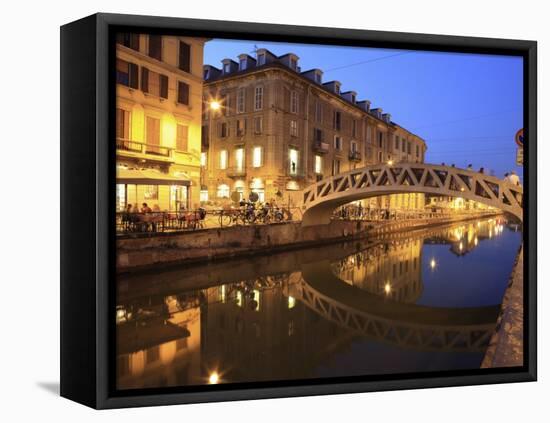 Naviglio Grande at Dusk, Milan, Lombardy, Italy, Europe-Vincenzo Lombardo-Framed Premier Image Canvas