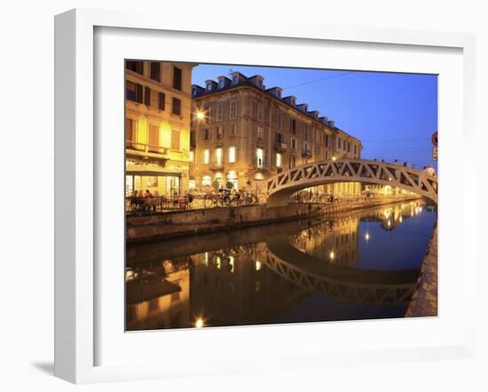 Naviglio Grande at Dusk, Milan, Lombardy, Italy, Europe-Vincenzo Lombardo-Framed Photographic Print