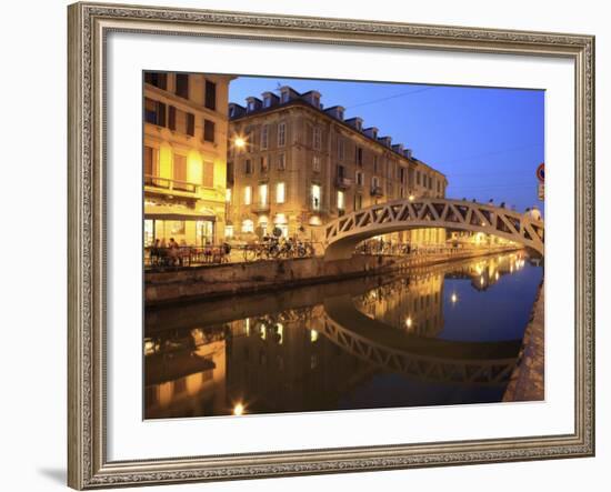 Naviglio Grande at Dusk, Milan, Lombardy, Italy, Europe-Vincenzo Lombardo-Framed Photographic Print