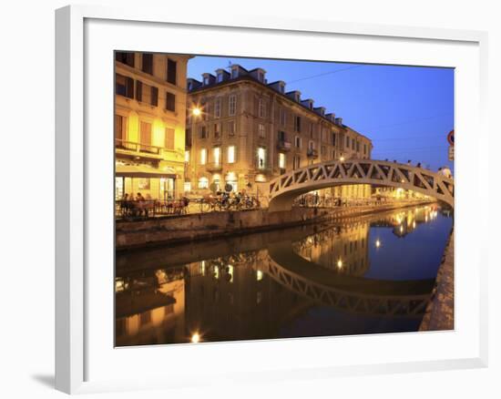 Naviglio Grande at Dusk, Milan, Lombardy, Italy, Europe-Vincenzo Lombardo-Framed Photographic Print