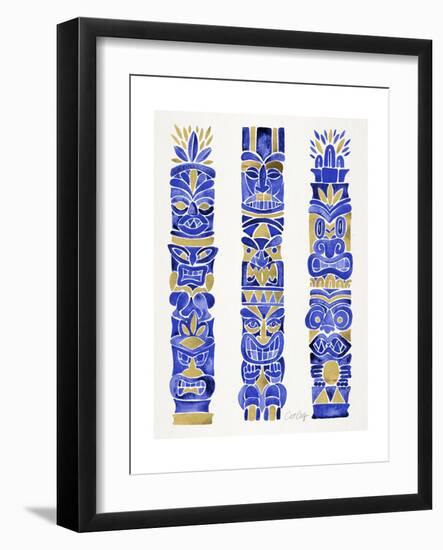 Navy and Gold Tiki Totems-Cat Coquillette-Framed Giclee Print