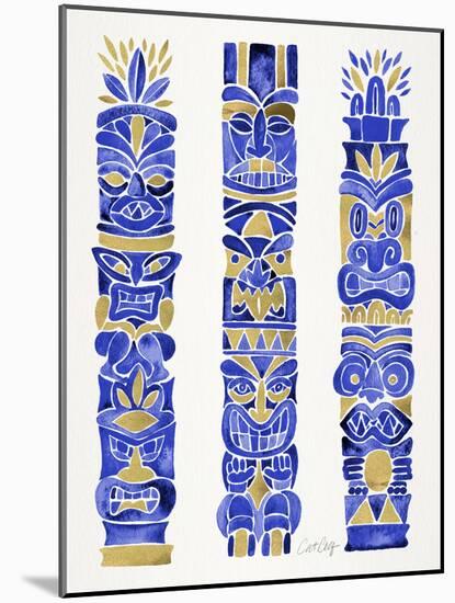 Navy and Gold Tiki Totems-Cat Coquillette-Mounted Giclee Print