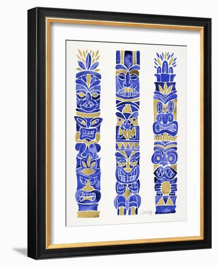 Navy and Gold Tiki Totems-Cat Coquillette-Framed Giclee Print