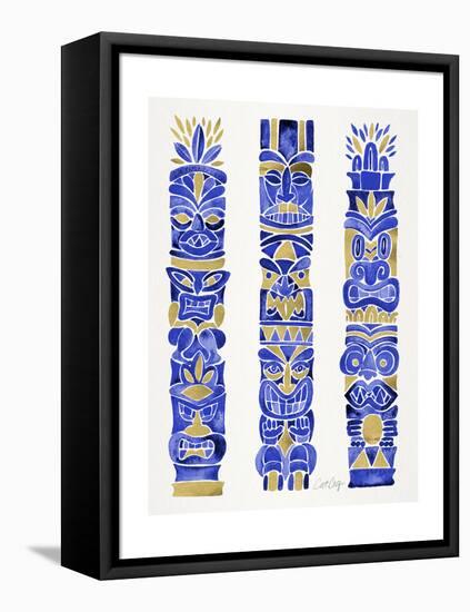 Navy and Gold Tiki Totems-Cat Coquillette-Framed Premier Image Canvas
