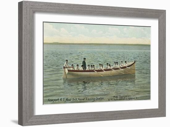 Navy Boat Drill Off Newport-null-Framed Art Print