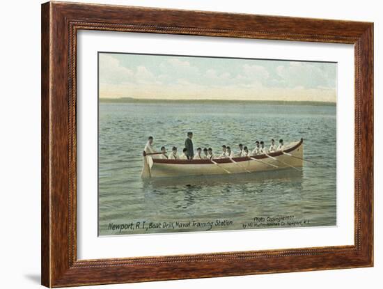 Navy Boat Drill Off Newport-null-Framed Art Print