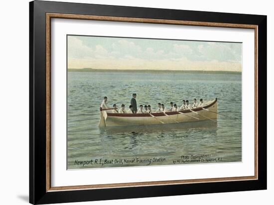 Navy Boat Drill Off Newport-null-Framed Art Print