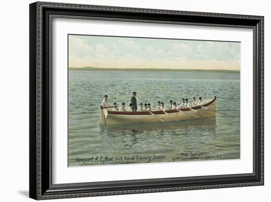 Navy Boat Drill Off Newport-null-Framed Art Print