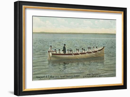 Navy Boat Drill Off Newport-null-Framed Art Print