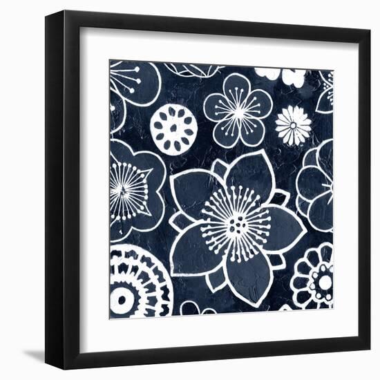 Navy Cascade I-Megan Meagher-Framed Art Print