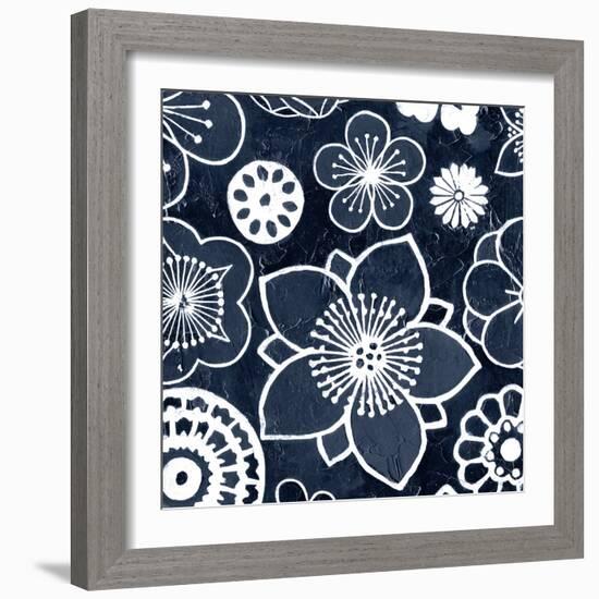 Navy Cascade I-Megan Meagher-Framed Art Print