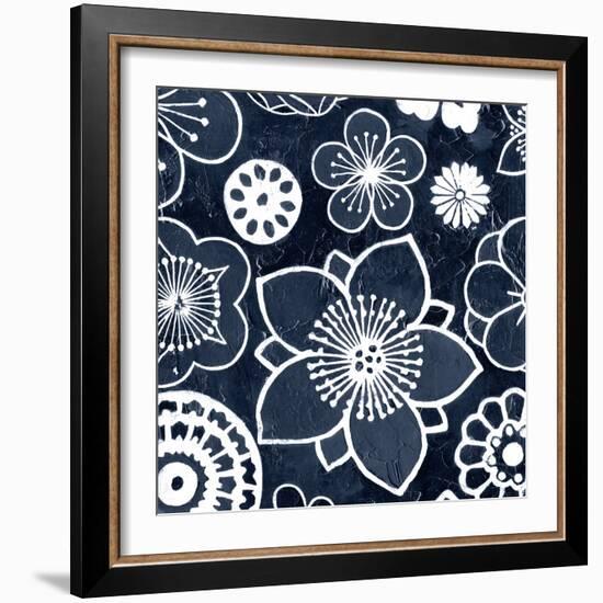 Navy Cascade I-Megan Meagher-Framed Art Print