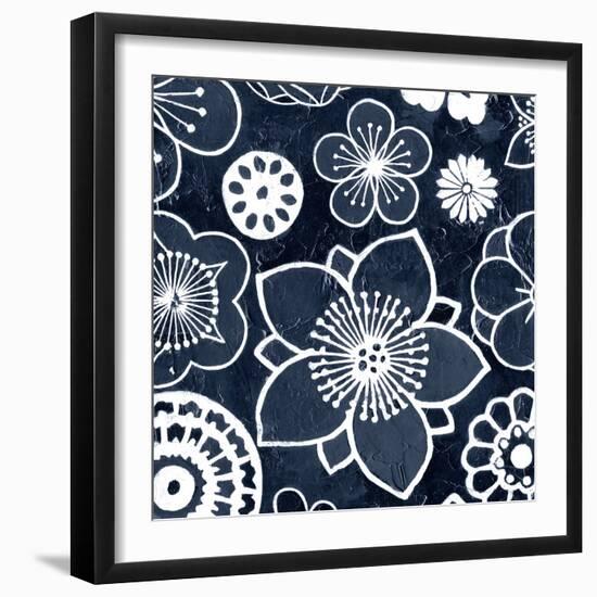 Navy Cascade I-Megan Meagher-Framed Art Print