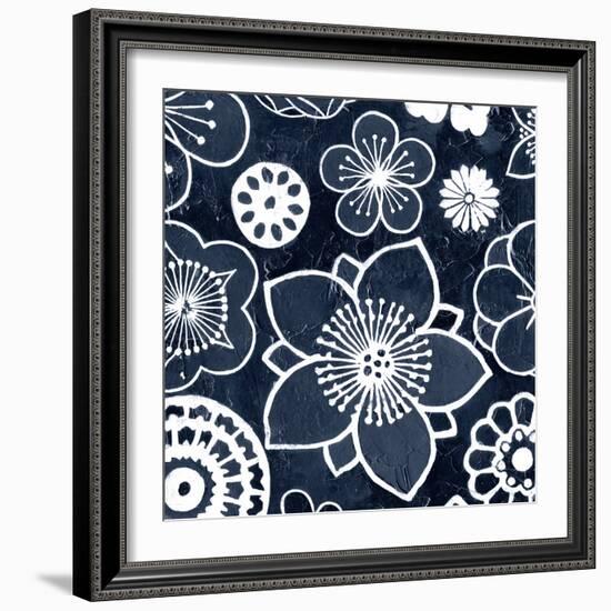 Navy Cascade I-Megan Meagher-Framed Art Print