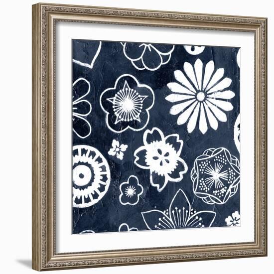 Navy Cascade II-Megan Meagher-Framed Art Print