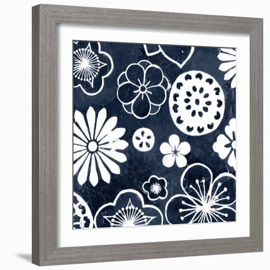 Navy Cascade III-Megan Meagher-Framed Art Print