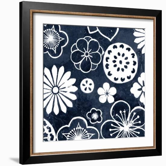 Navy Cascade III-Megan Meagher-Framed Art Print