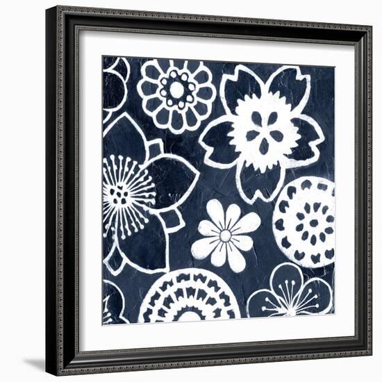 Navy Cascade IV-Megan Meagher-Framed Art Print