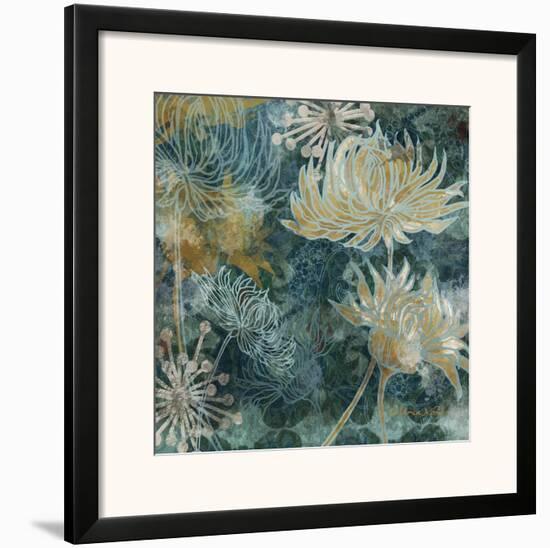 Navy Chrysanthemums I-Maria Woods-Framed Art Print