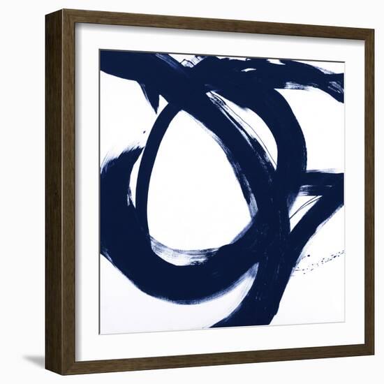 Navy Circular Strokes I-Megan Morris-Framed Premium Giclee Print