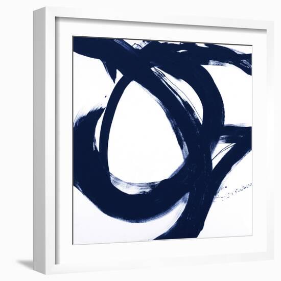 Navy Circular Strokes I-Megan Morris-Framed Premium Giclee Print