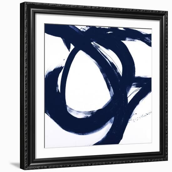 Navy Circular Strokes I-Megan Morris-Framed Premium Giclee Print