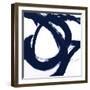 Navy Circular Strokes I-Megan Morris-Framed Art Print