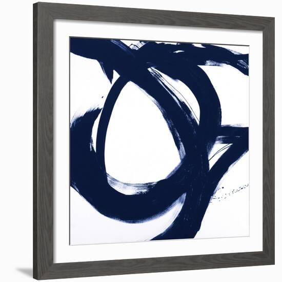 Navy Circular Strokes I-Megan Morris-Framed Giclee Print