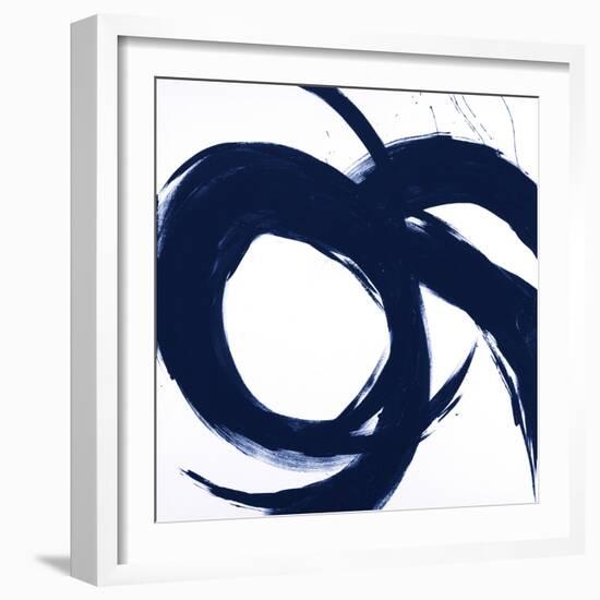 Navy Circular Strokes II-Megan Morris-Framed Art Print