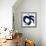 Navy Circular Strokes II-Megan Morris-Framed Art Print displayed on a wall