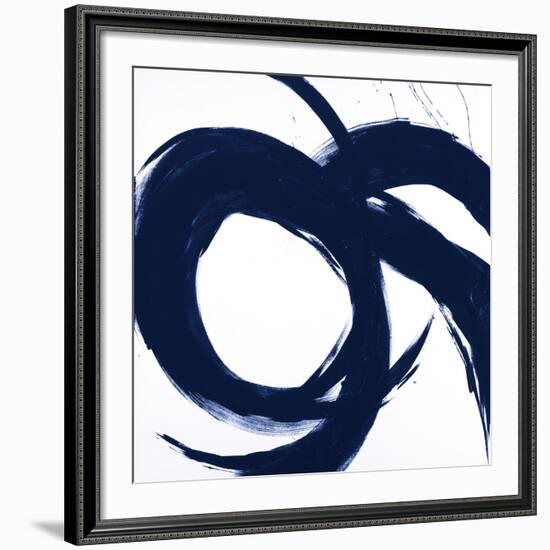 Navy Circular Strokes II-Megan Morris-Framed Giclee Print