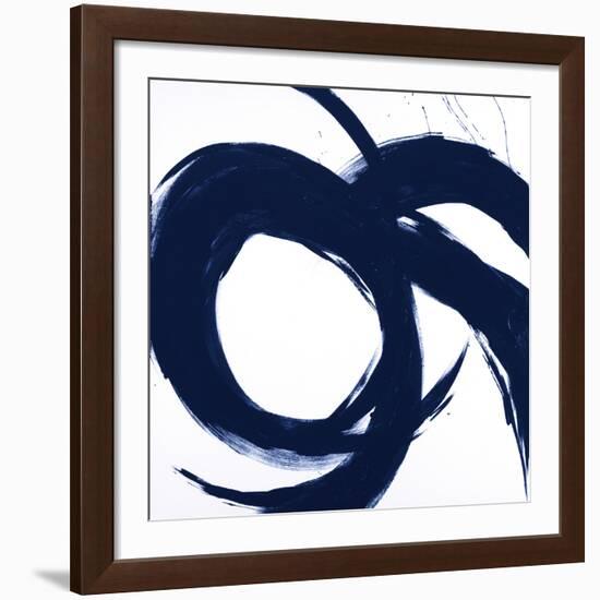 Navy Circular Strokes II-Megan Morris-Framed Giclee Print