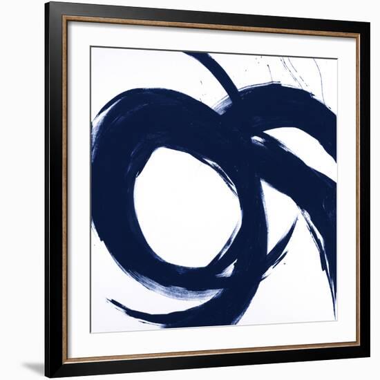 Navy Circular Strokes II-Megan Morris-Framed Giclee Print