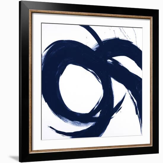 Navy Circular Strokes II-Megan Morris-Framed Giclee Print