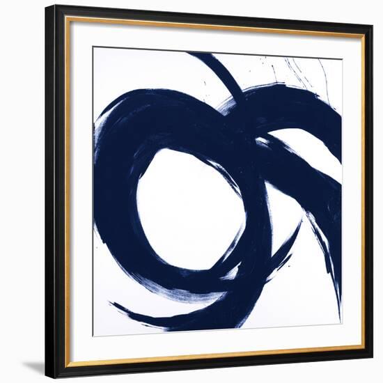 Navy Circular Strokes II-Megan Morris-Framed Giclee Print