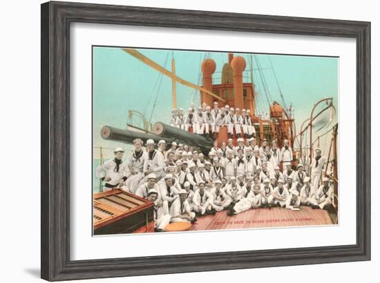 Navy Crew on Board US Warship-null-Framed Art Print