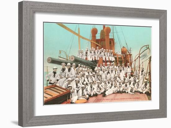 Navy Crew on Board US Warship-null-Framed Art Print