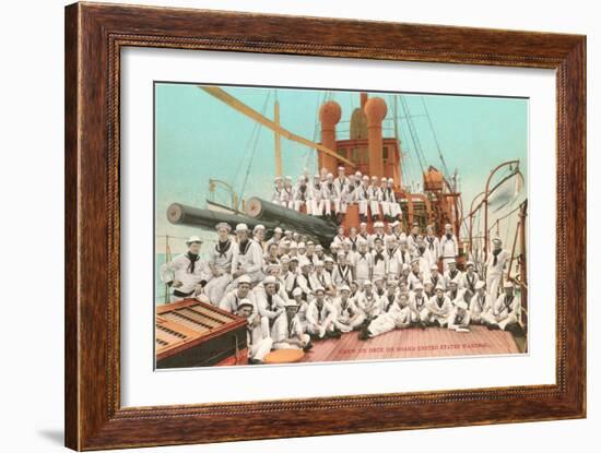 Navy Crew on Board US Warship-null-Framed Art Print