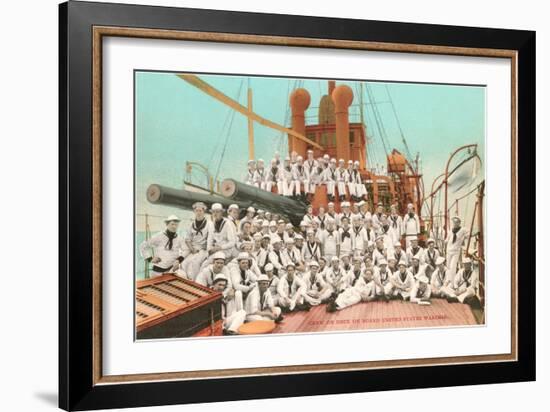 Navy Crew on Board US Warship-null-Framed Art Print