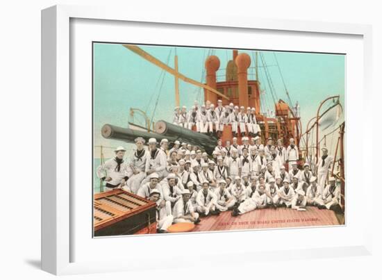 Navy Crew on Board US Warship--Framed Art Print