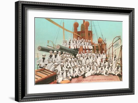 Navy Crew on Board US Warship-null-Framed Art Print