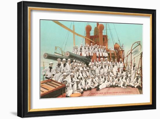 Navy Crew on Board US Warship-null-Framed Art Print